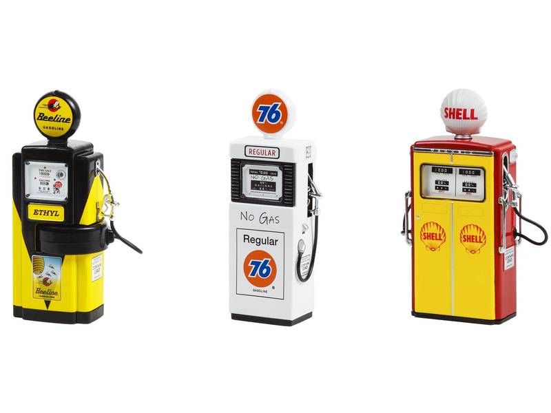 "Vintage Gas Pump" Set of 3 Pumps Series 12 1/18 Diecast Models by Greenlight - Minihomy