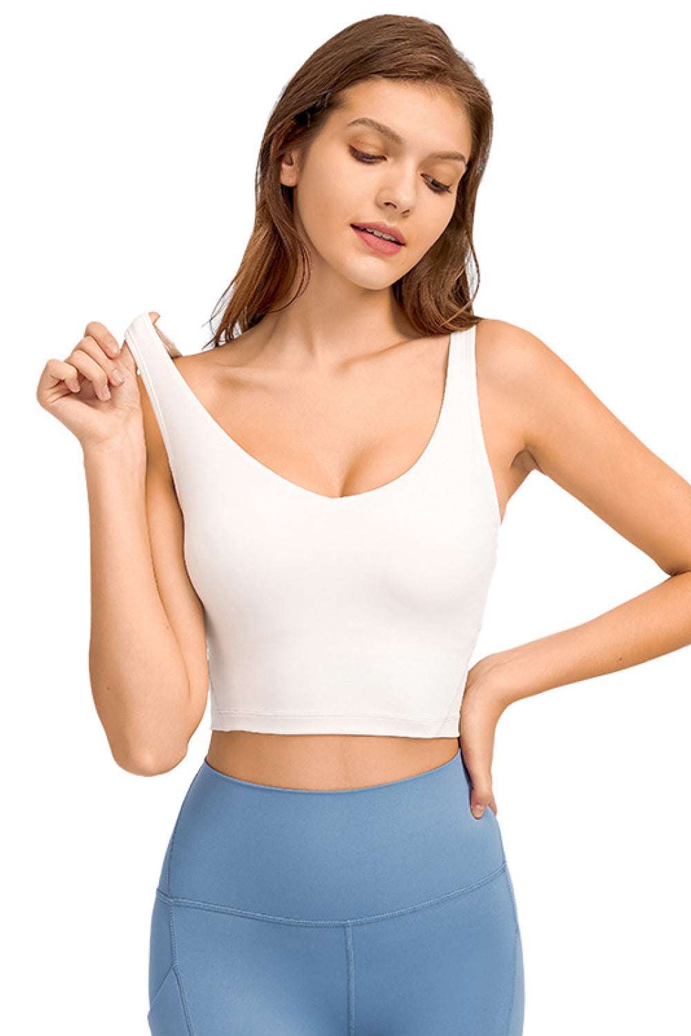 Deep V-Neck Crop Sports Bra - Minihomy