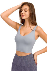 Deep V-Neck Crop Sports Bra - Minihomy