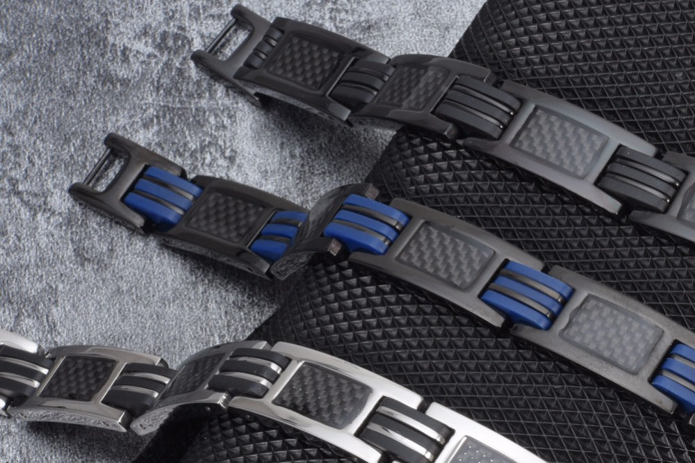 Black Magnetic Bracelet Men Stainless Steel Men Bracelet - Minihomy