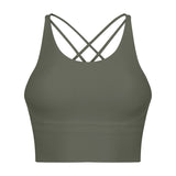 Solid Color Thin Shoulder Strap Sports Bra For Women