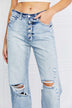 Kancan Button Fly Distressed Raw Hem Straight leg Jeans - Minihomy