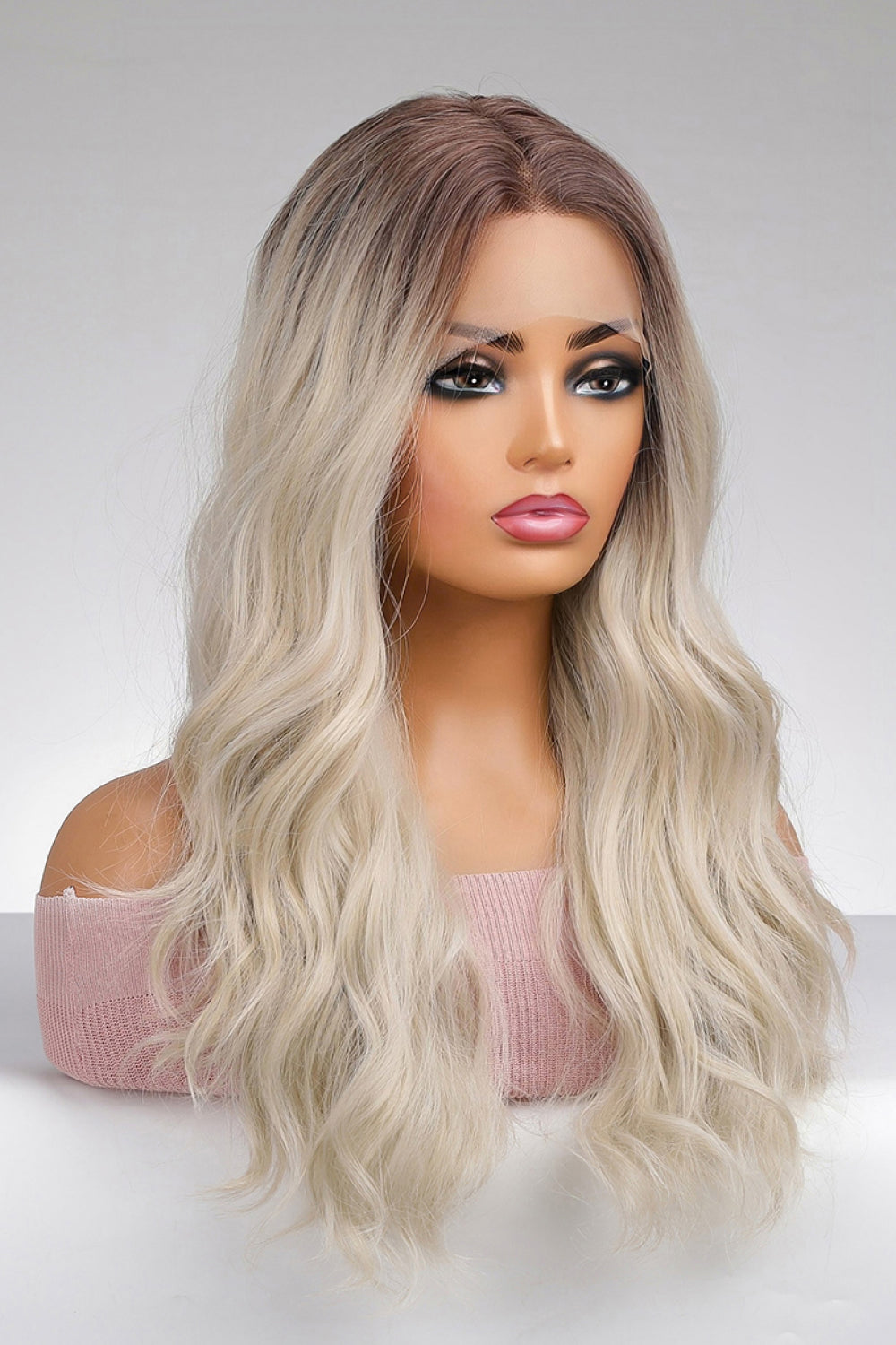 13*2" Lace Front Wigs Synthetic Long Wave 26" 150% Density in Blonde Balayage - Minihomy
