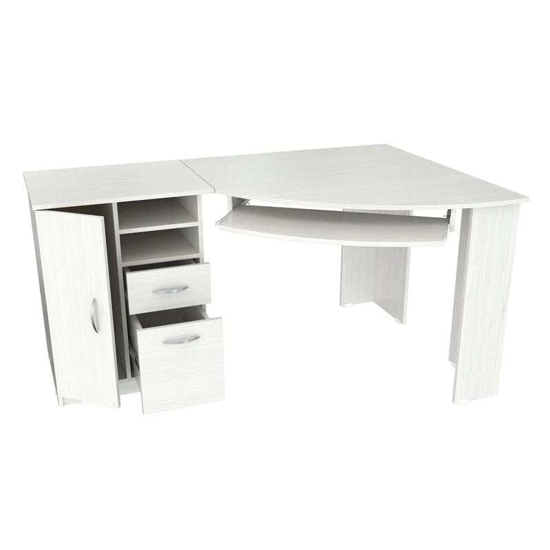 59" White Mirrored Computer Desk With Two Drawers - Minihomy