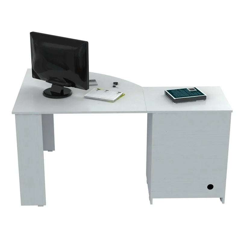 59" White Mirrored Computer Desk With Two Drawers - Minihomy