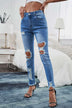 High-Rise Waist Distressed Skinny Jeans - Minihomy