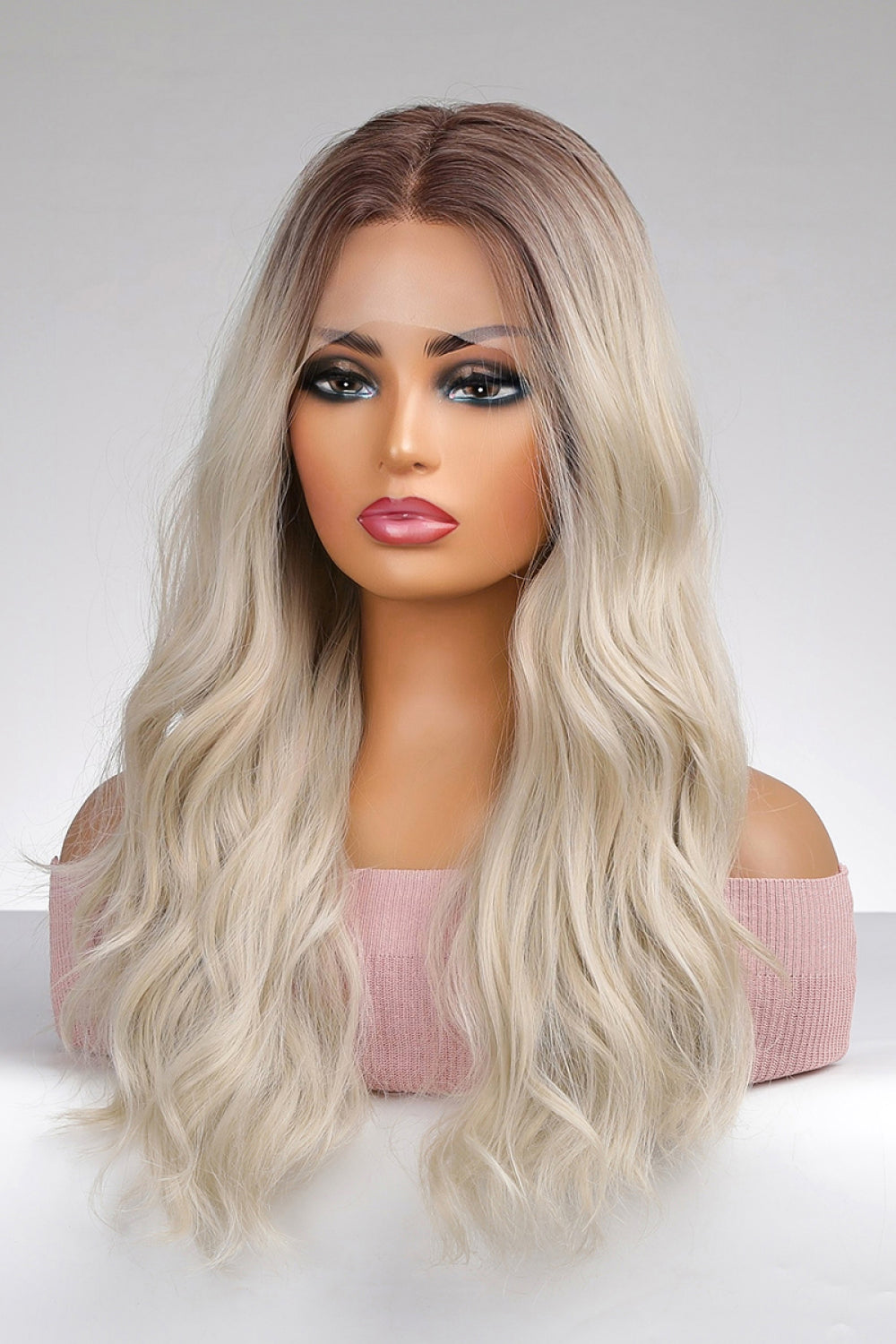 13*2" Lace Front Wigs Synthetic Long Wave 26" 150% Density in Blonde Balayage - Minihomy