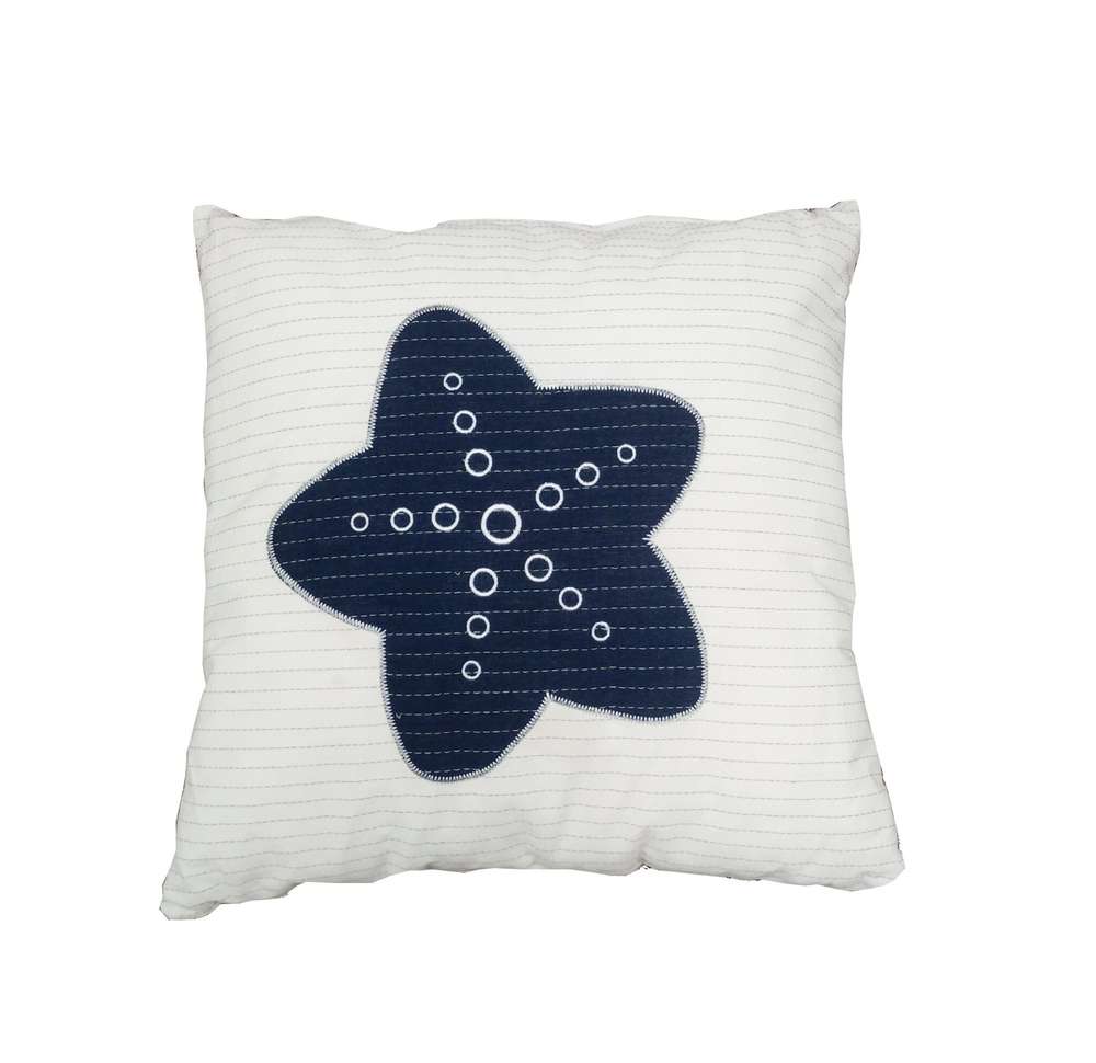 Nautical Blue Star White Square Accent Pillow - Minihomy