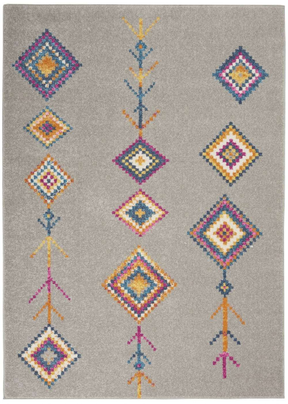 5' X 7' Gray Geometric Berber Area Rug - Minihomy