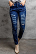 Mid-Rise Waist Distressed Skinny Jeans - Minihomy