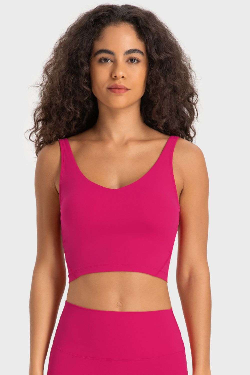 Deep V-Neck Crop Sports Bra - Minihomy