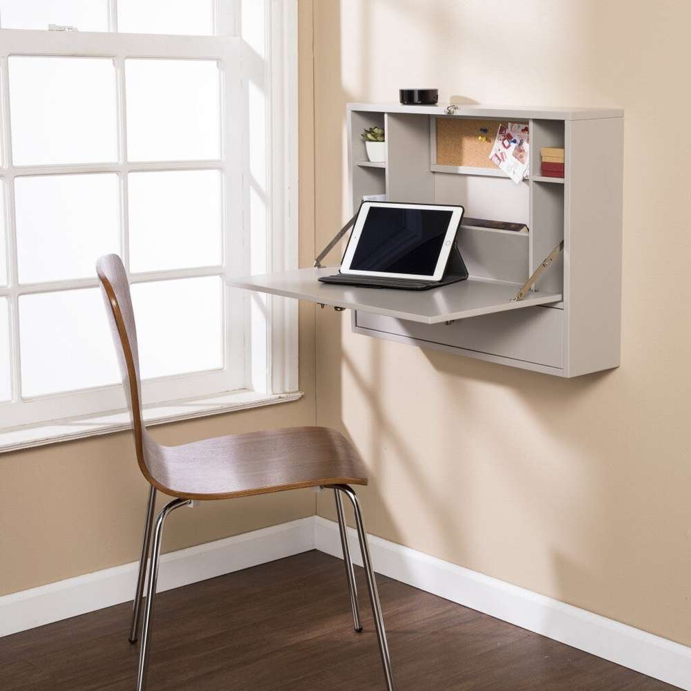 Gray Wall Mount Folding Desk - Minihomy