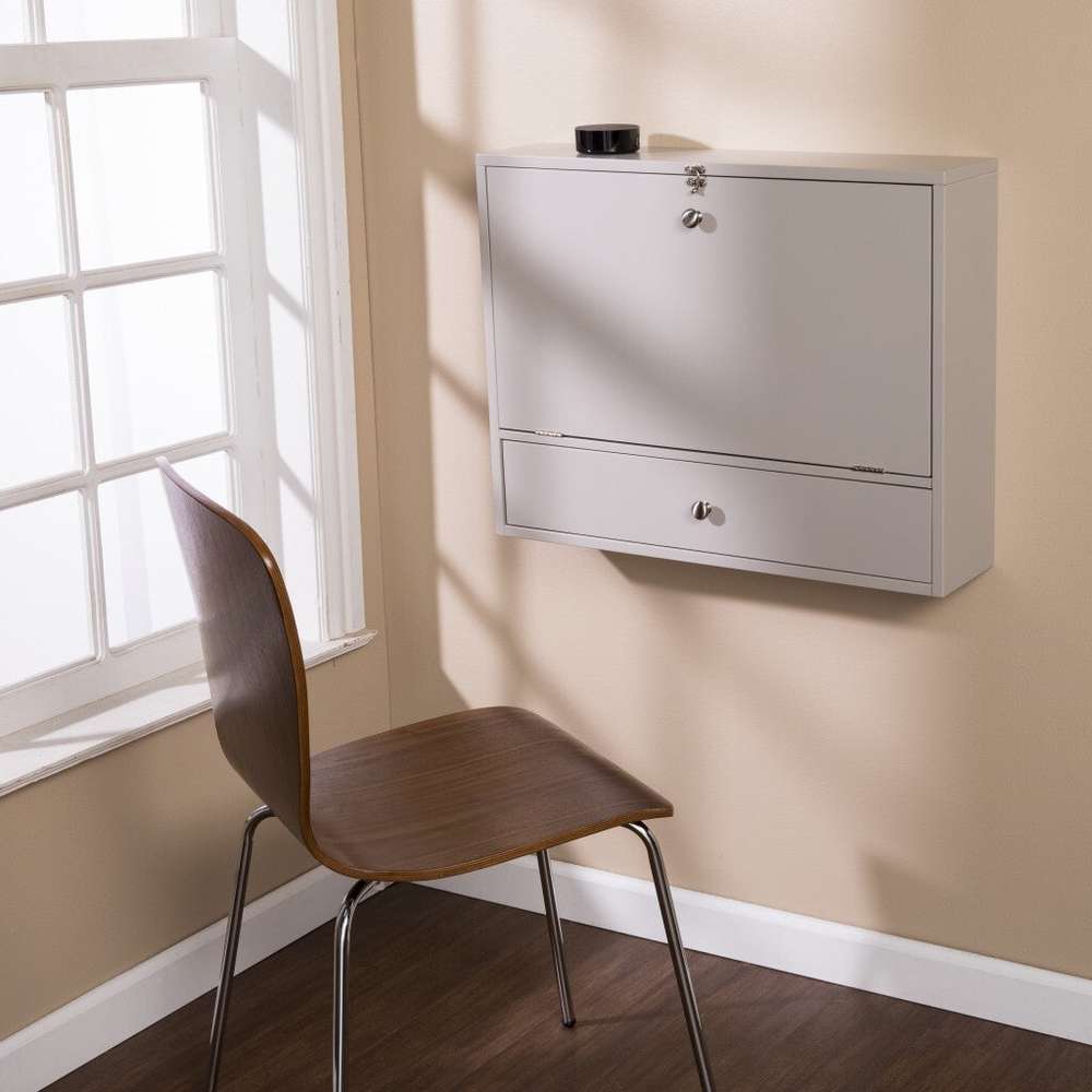 Gray Wall Mount Folding Desk - Minihomy