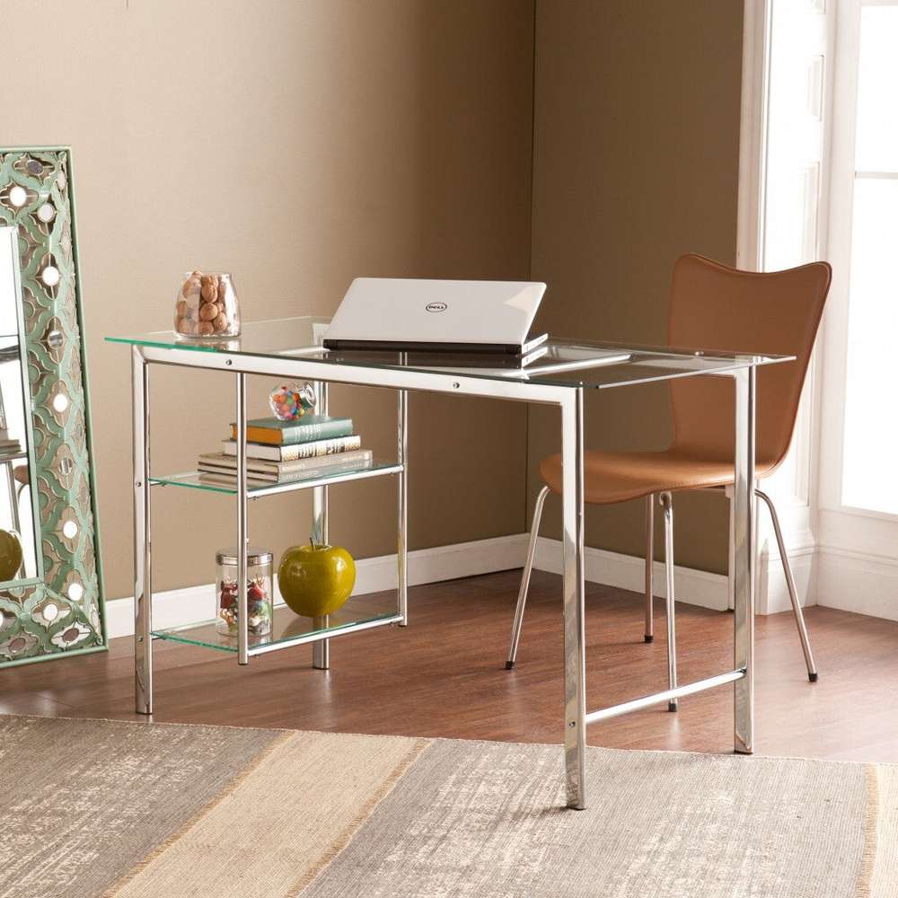 Chrome and Glass Writing Desk - Minihomy