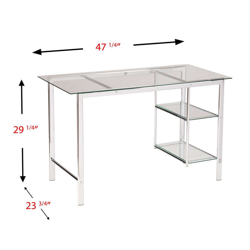 Chrome and Glass Writing Desk - Minihomy