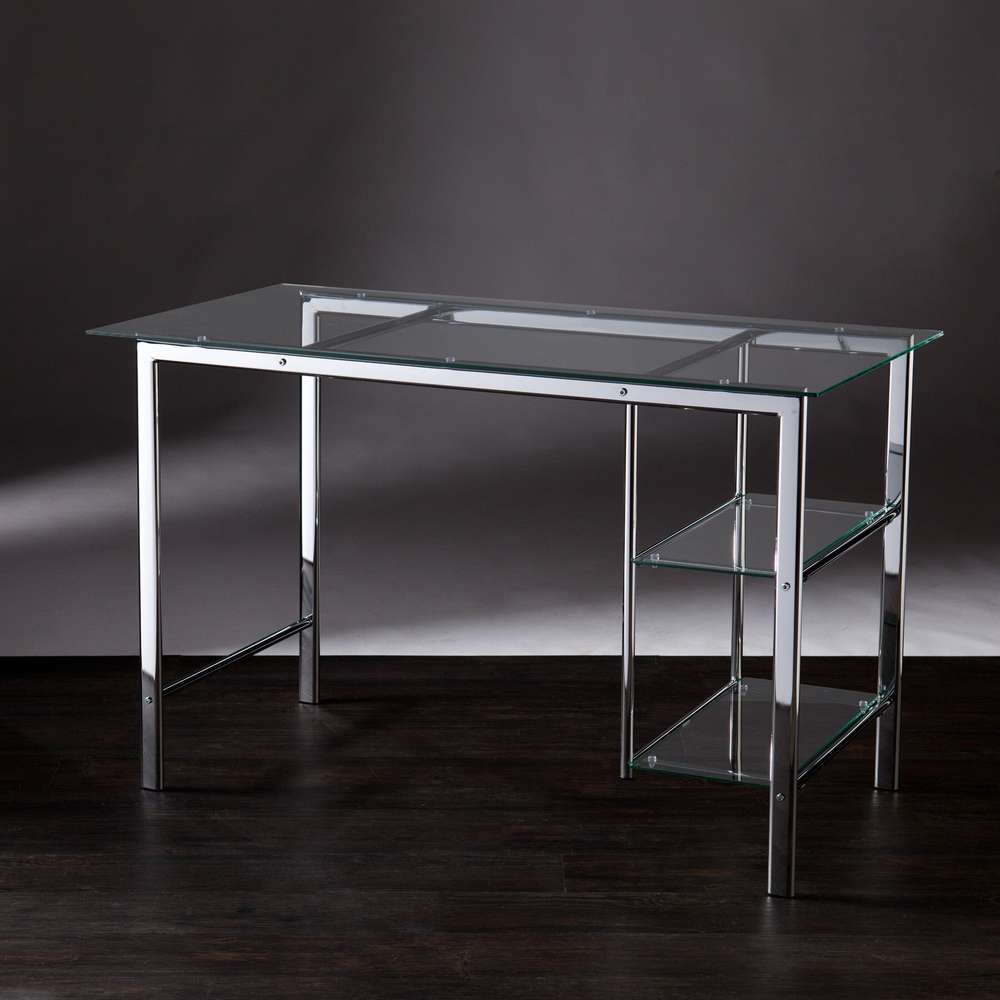 Chrome and Glass Writing Desk - Minihomy