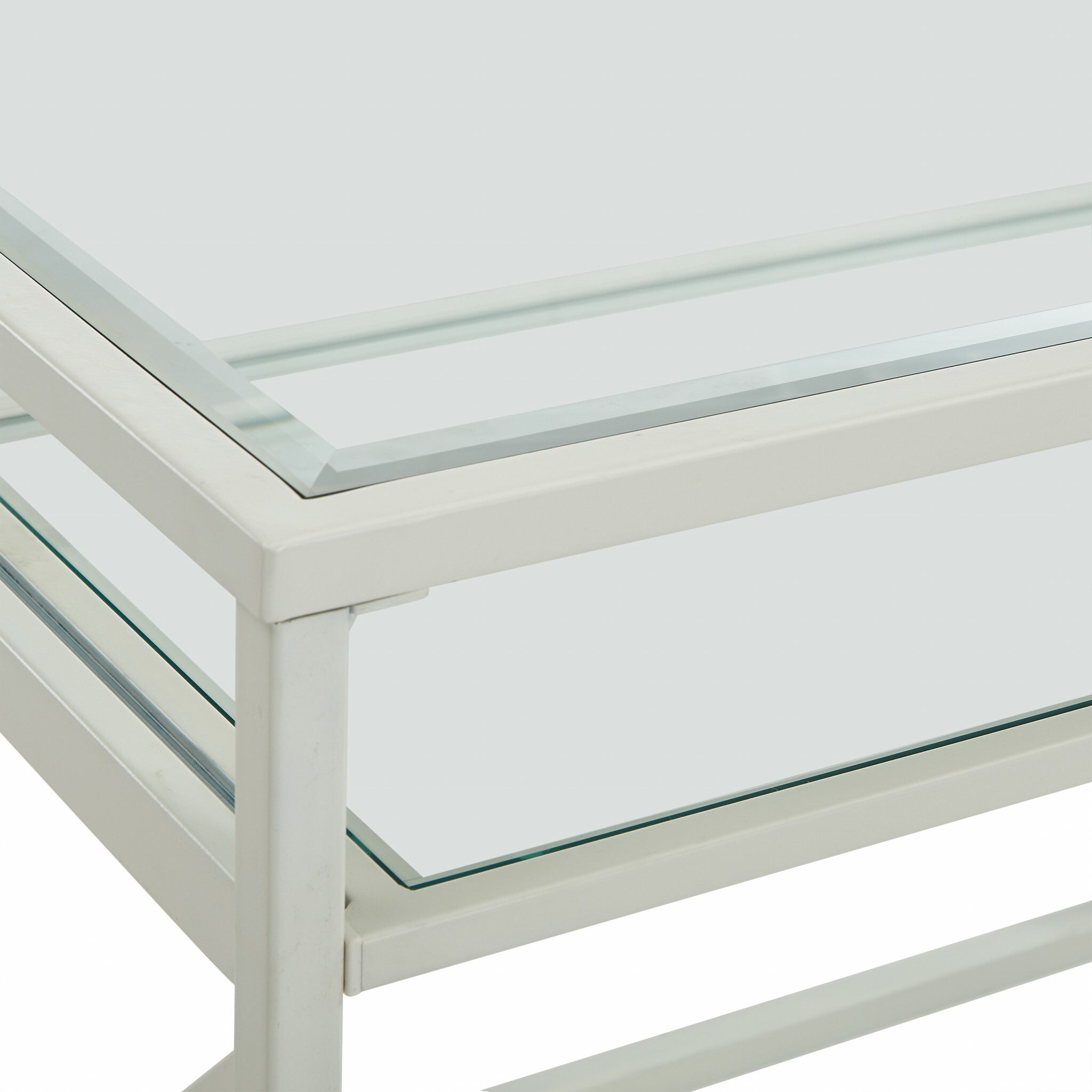 29" Clear And White Glass Writing Desk - Minihomy