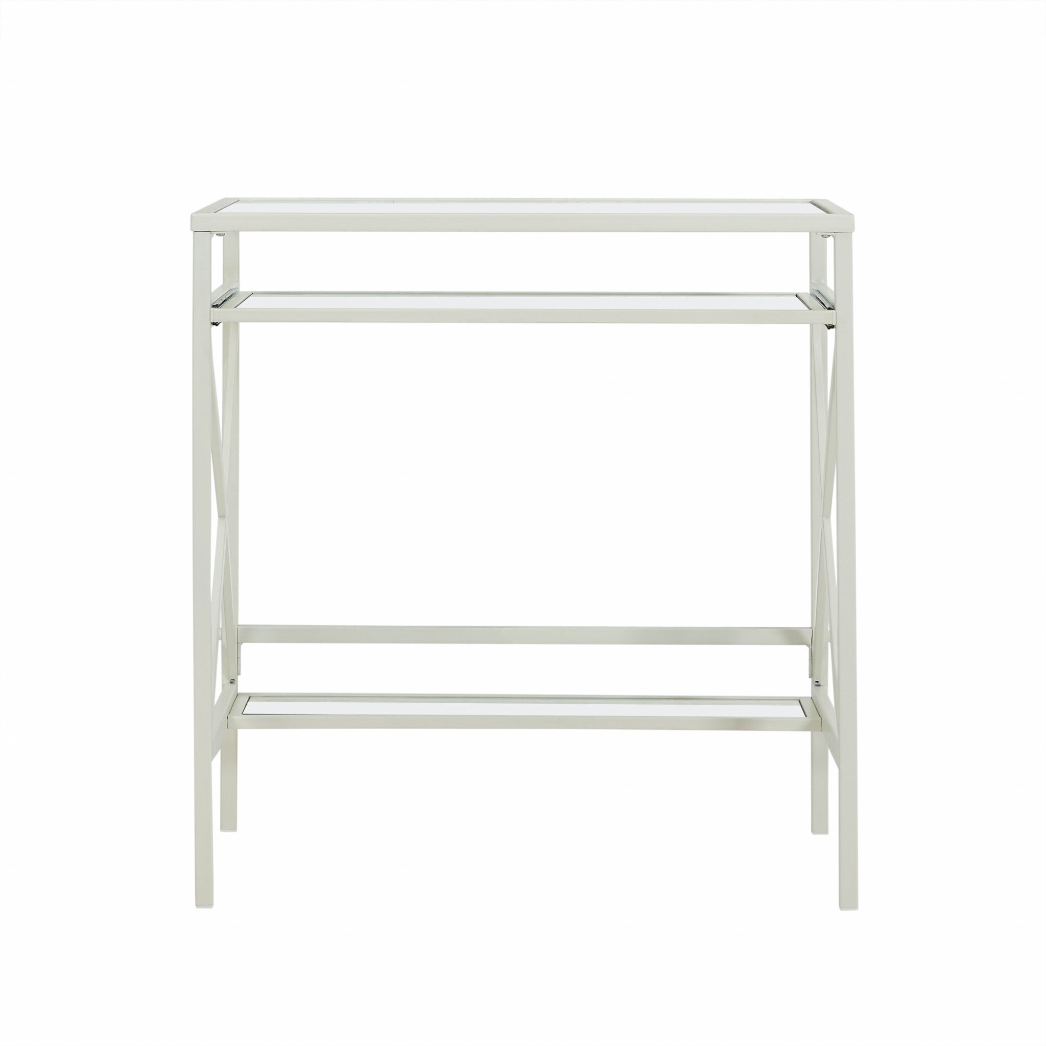 29" Clear And White Glass Writing Desk - Minihomy
