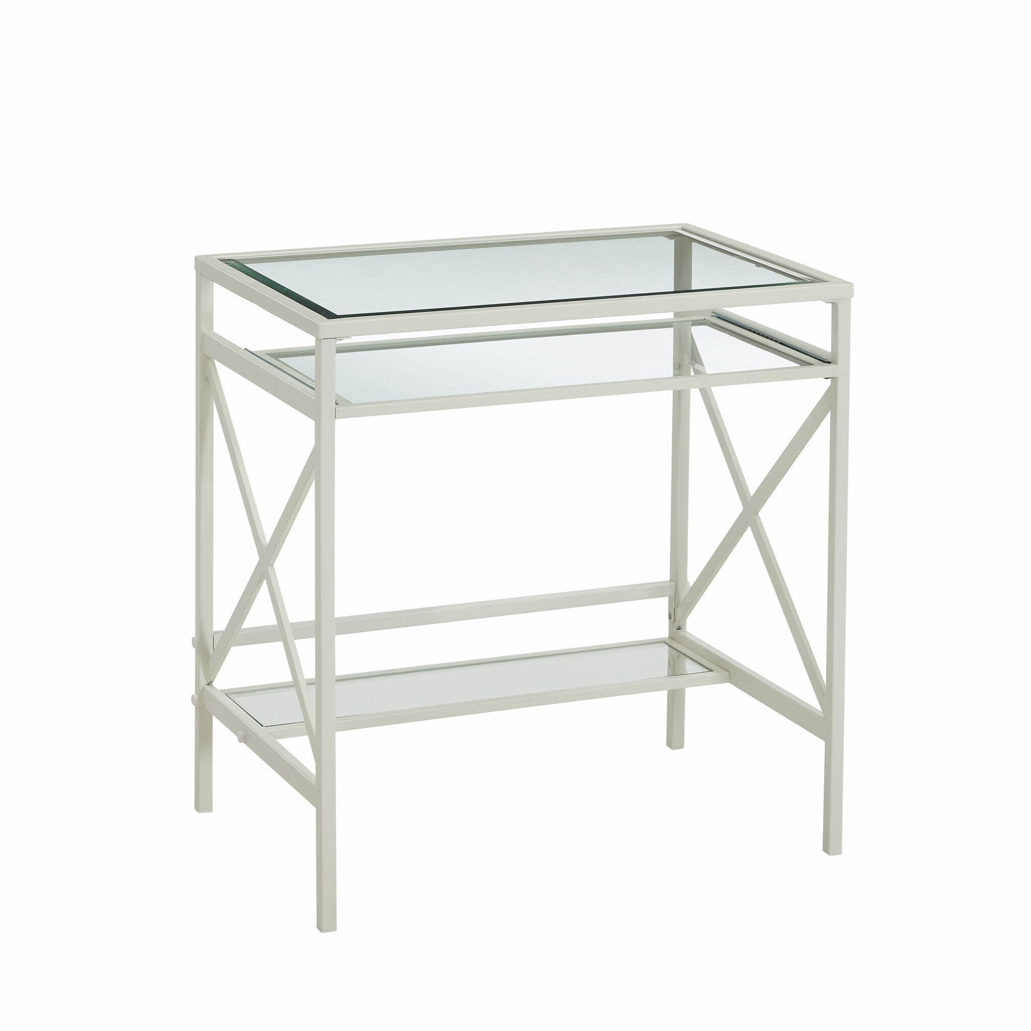 29" Clear And White Glass Writing Desk - Minihomy