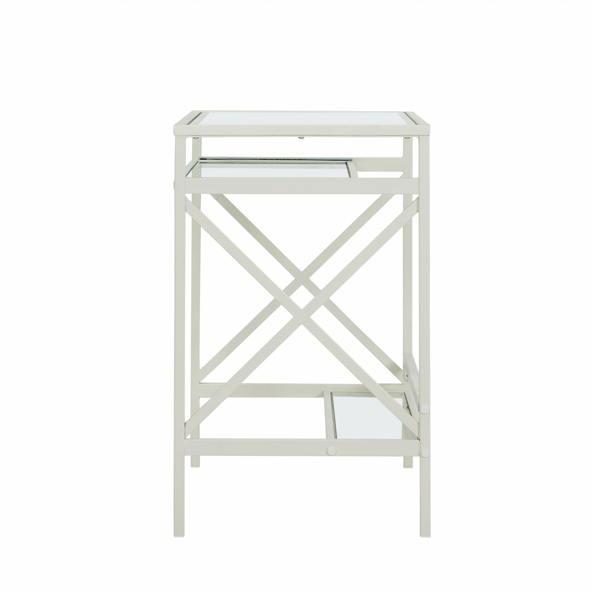 29" Clear And White Glass Writing Desk - Minihomy