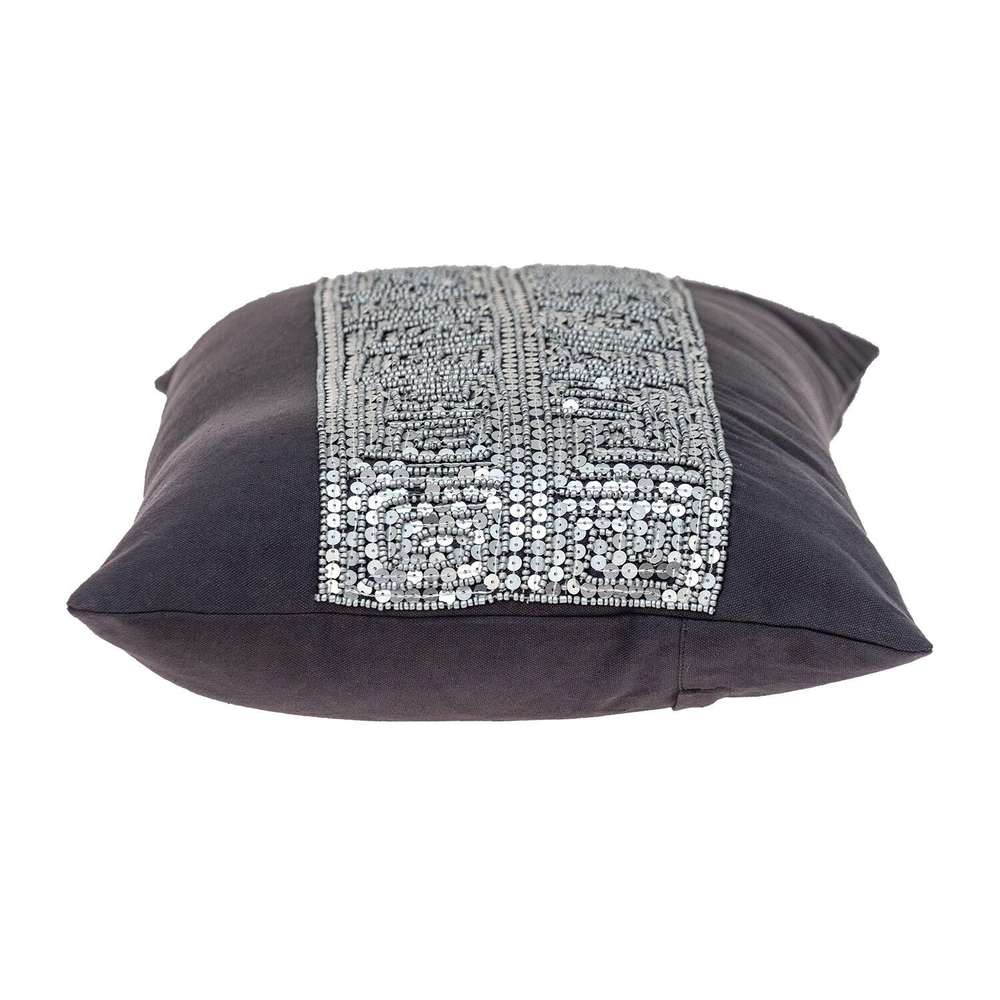 Glam Gray with Silver Sequins Lumbar Throw Pillow - Minihomy