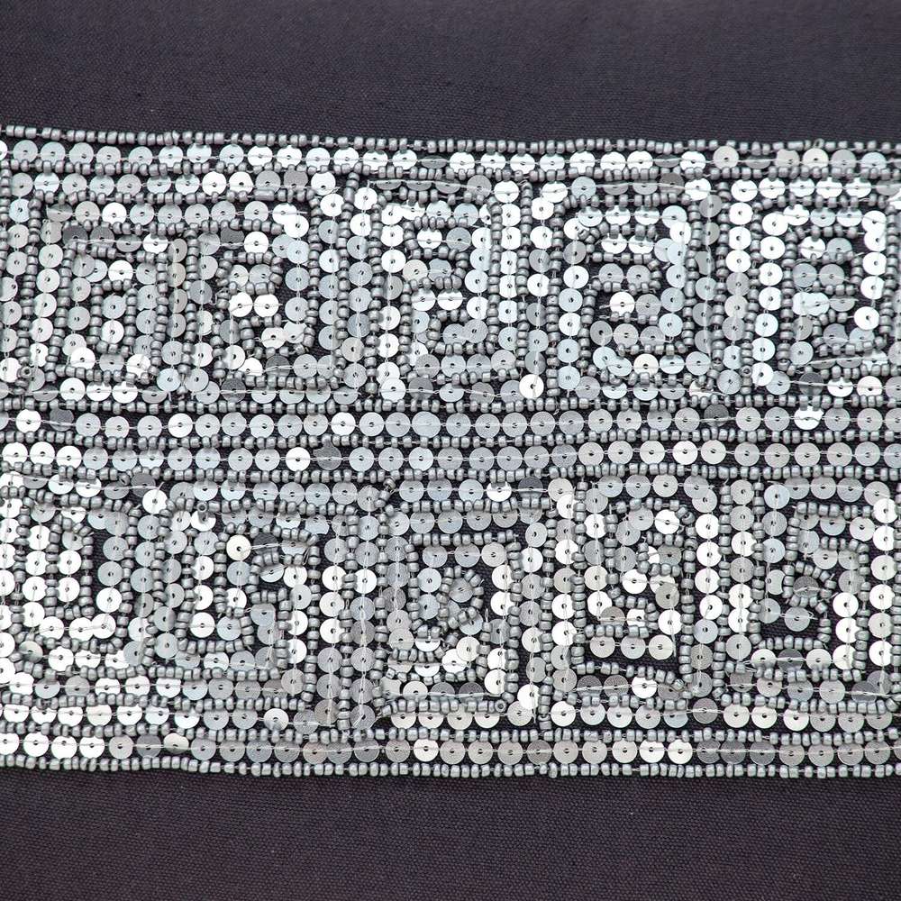 Glam Gray with Silver Sequins Lumbar Throw Pillow - Minihomy