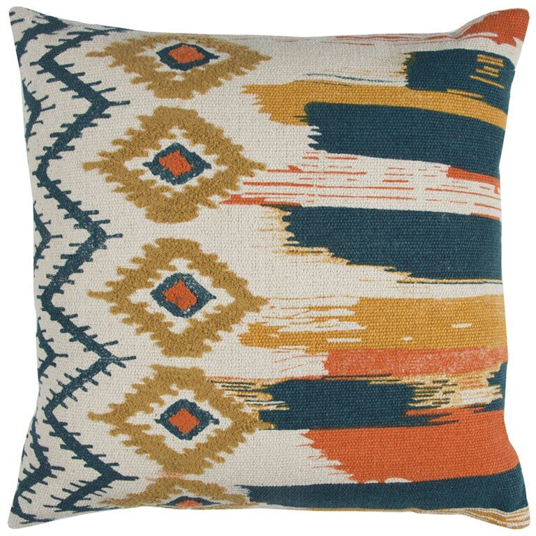 Blue Mustard Ikat Pattern Throw Pillow - Minihomy