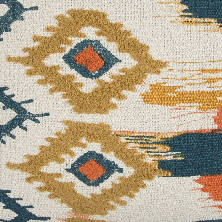 Blue Mustard Ikat Pattern Throw Pillow - Minihomy