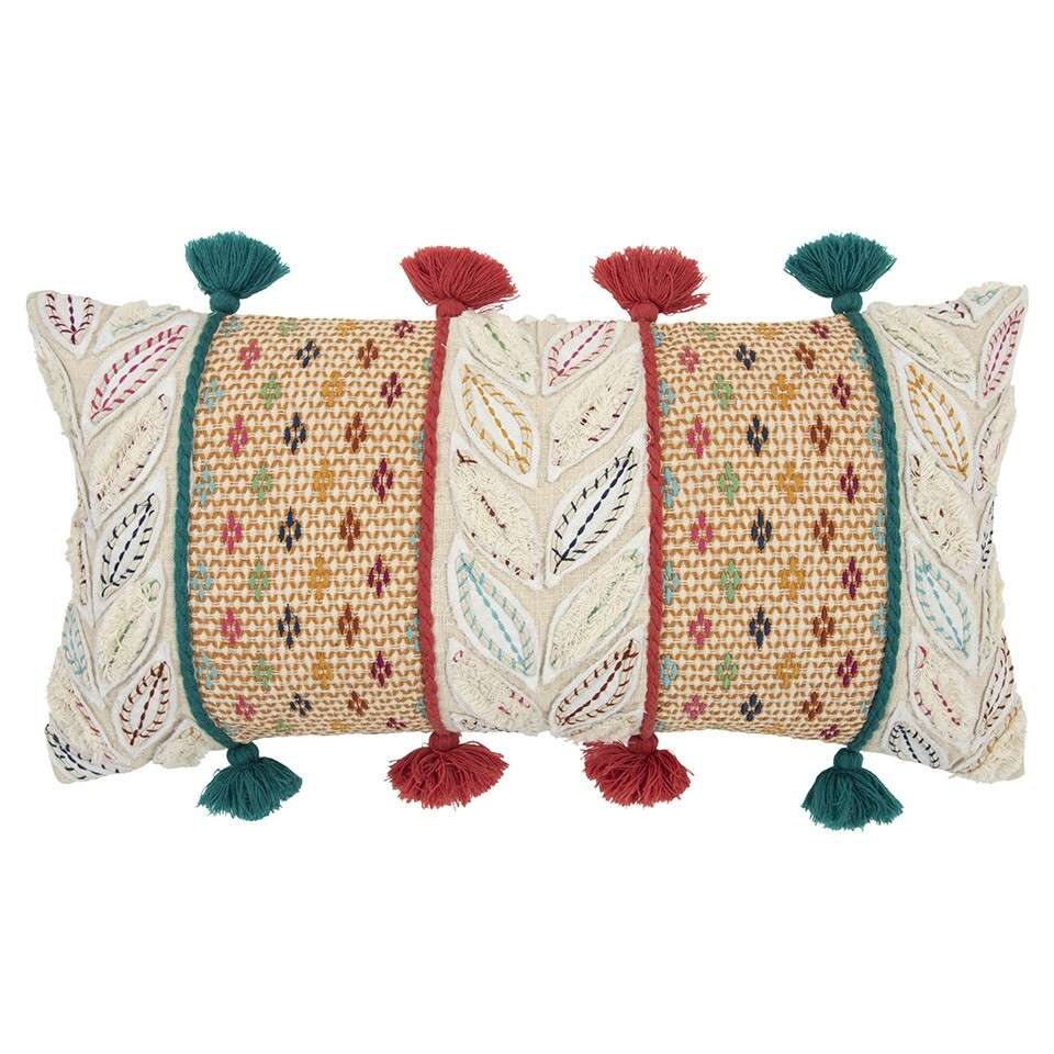 Multicolored Ornate Panel Lumbar Pillow - Minihomy