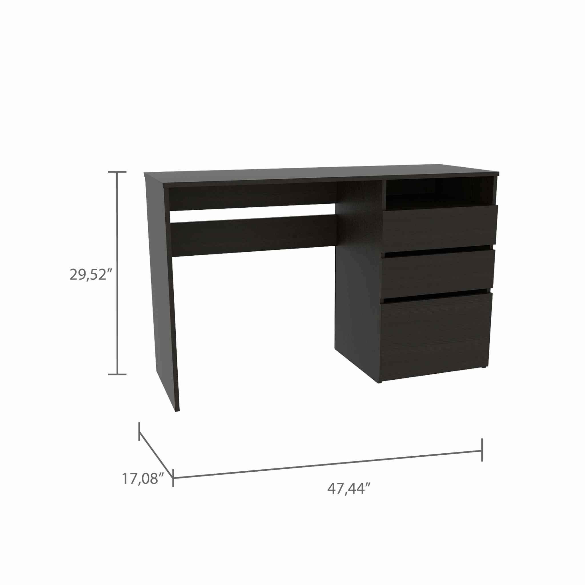 47" Black Computer Desk With Three Drawers - Minihomy