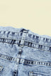Acid Wash Belted Button Fly Distressed Jeans - Minihomy