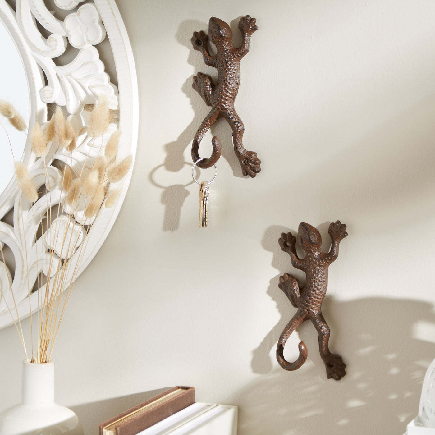 Cast Iron Lizard Wall Hooks - Set of 2 - Minihomy