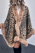 Animal Print Faux Fur Trim Poncho Jacket - Minihomy