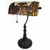 16" Tiffany Style Brown and Orange Banker Desk Lamp - Minihomy