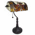 16" Tiffany Style Brown and Orange Banker Desk Lamp - Minihomy