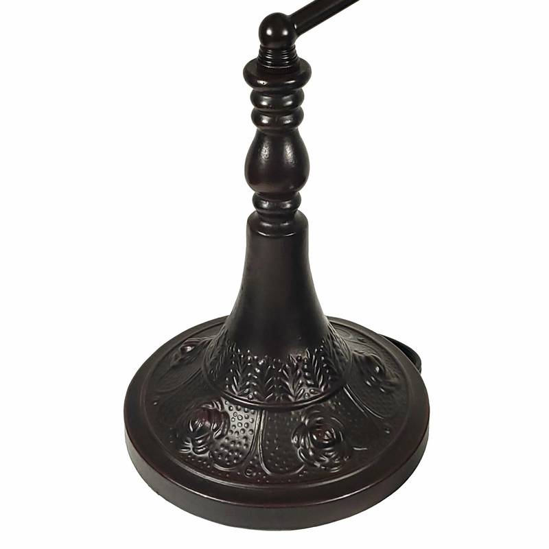 16" Tiffany Style Brown and Orange Banker Desk Lamp - Minihomy
