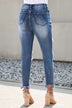 Distressed Frayed Hem Cropped Jeans - Minihomy