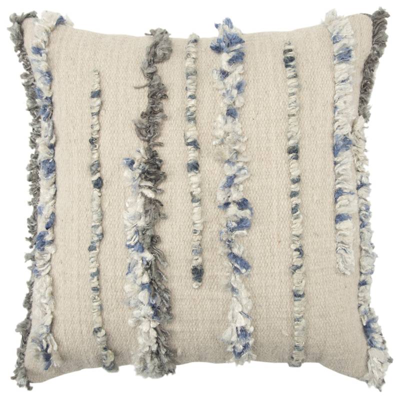 20X20 Natural 100% Cotton Striped Zippered Pillow - Minihomy