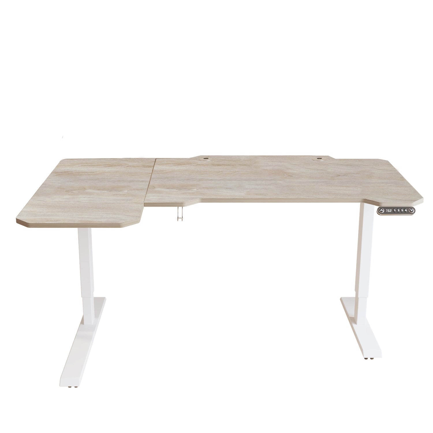 59" Adjustable Light Khaki And White L Shape Standing Desk - Minihomy
