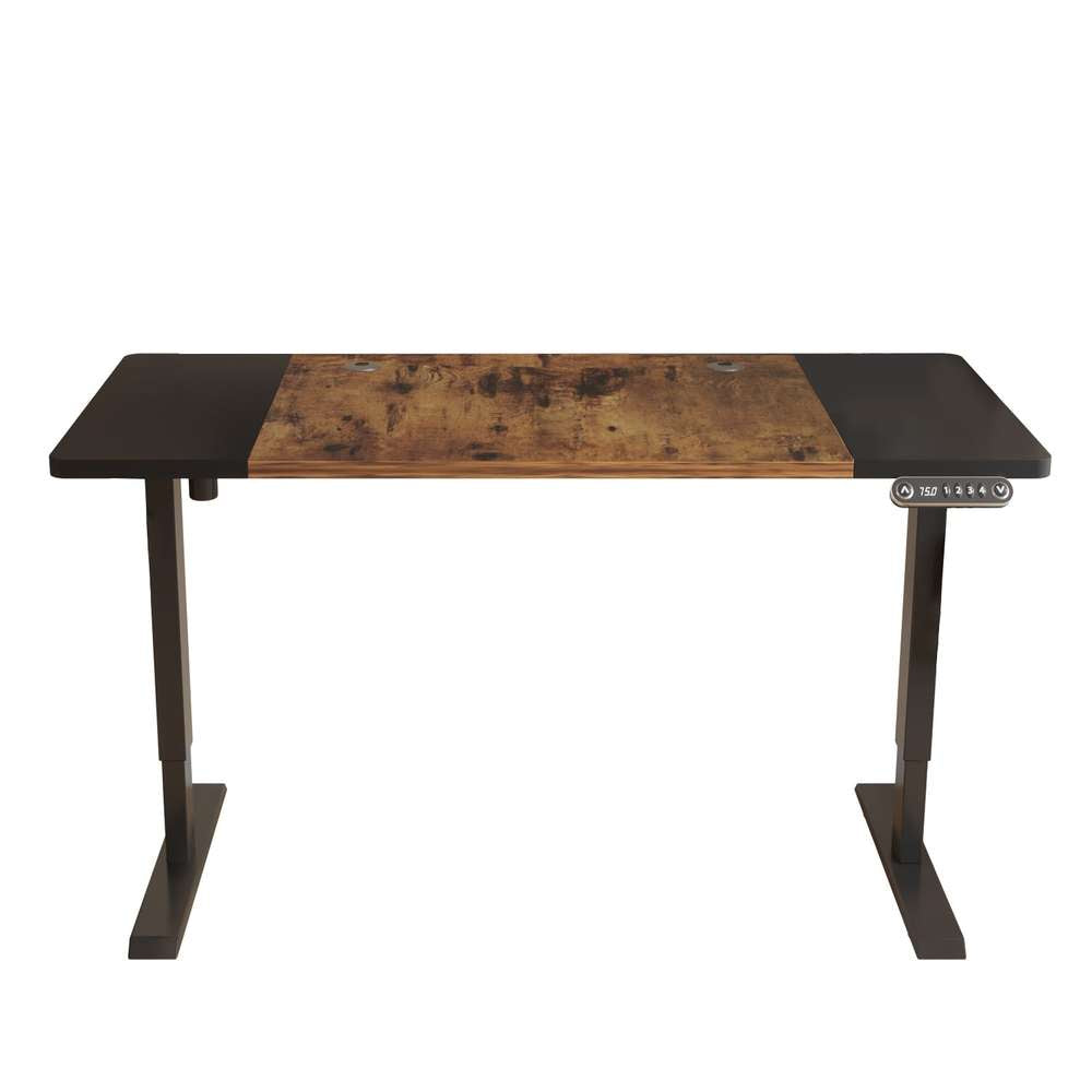 63" Adjustable Brown And Black And Black Standing Desk - Minihomy