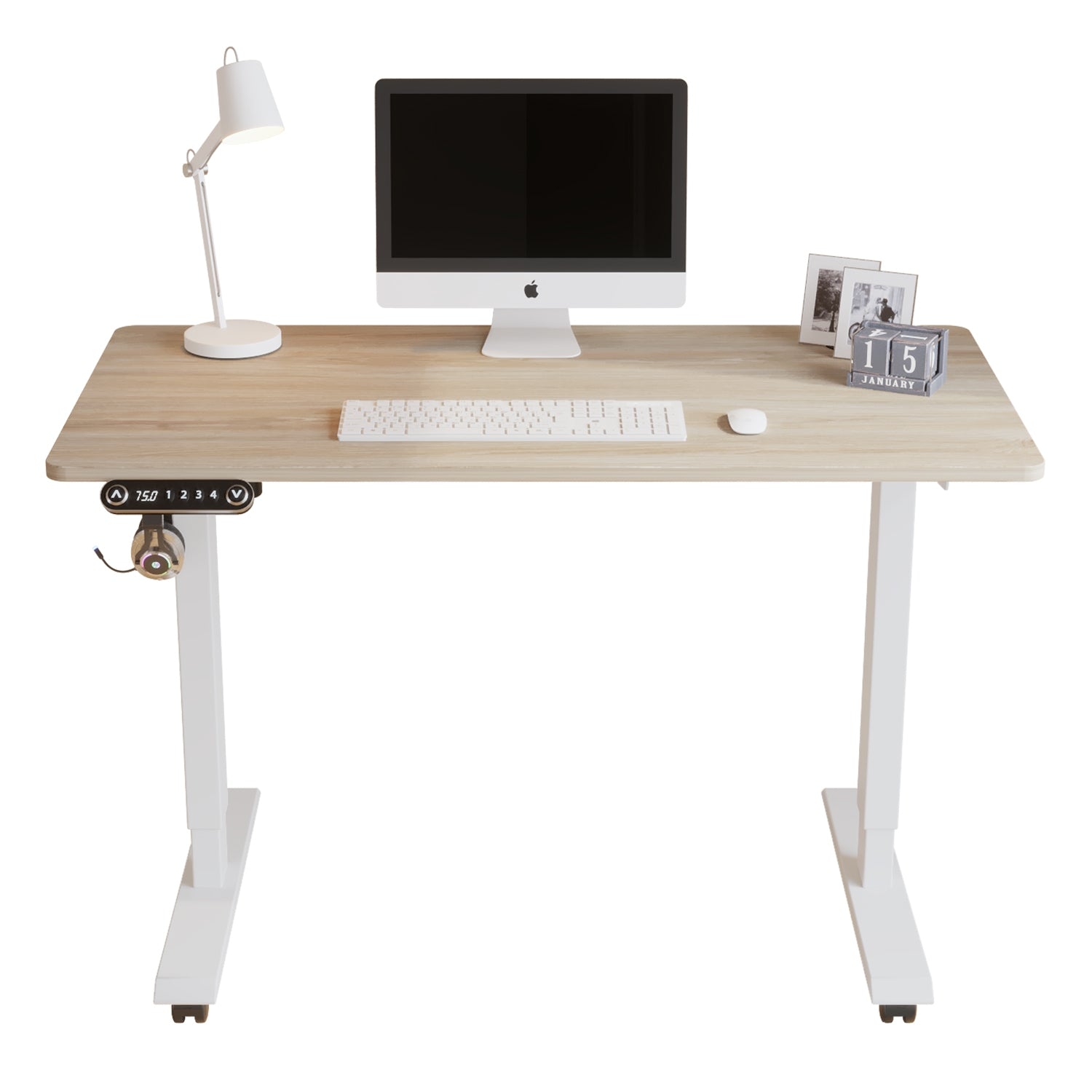 48" Adjustable Light Khaki And White Standing Desk - Minihomy