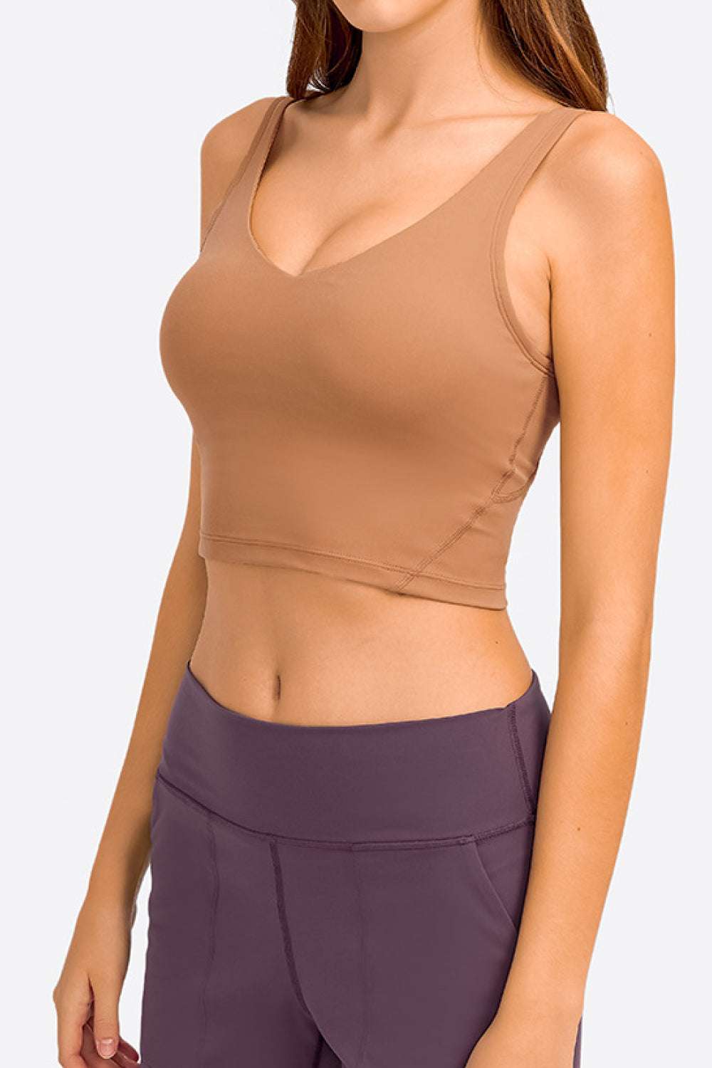 Deep V-Neck Crop Sports Bra - Minihomy