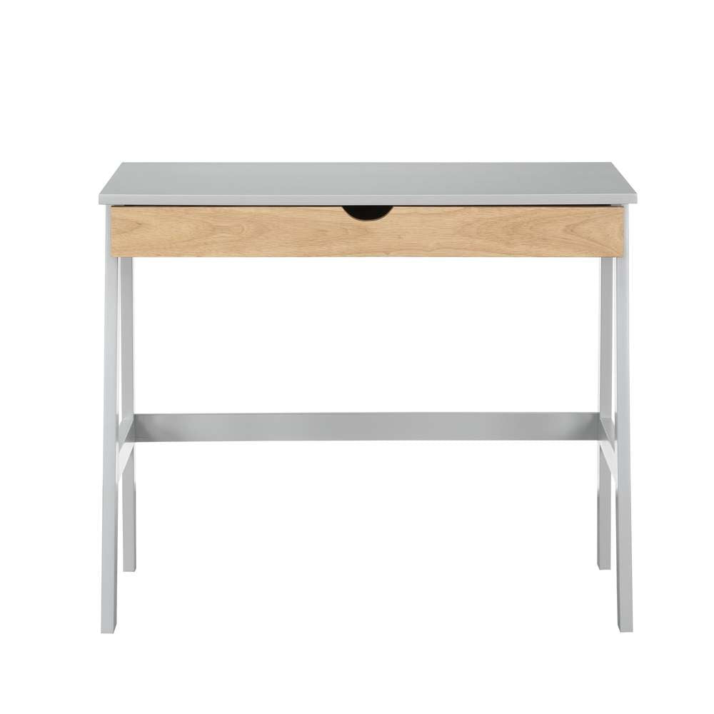 36" Gray and Natural Writing Desk - Minihomy
