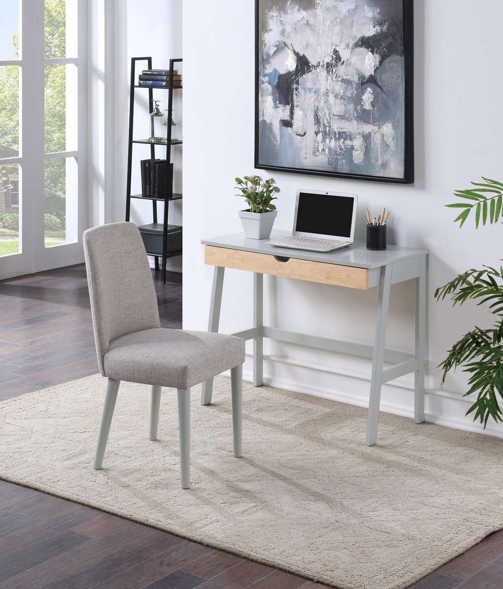 36" Gray and Natural Writing Desk - Minihomy