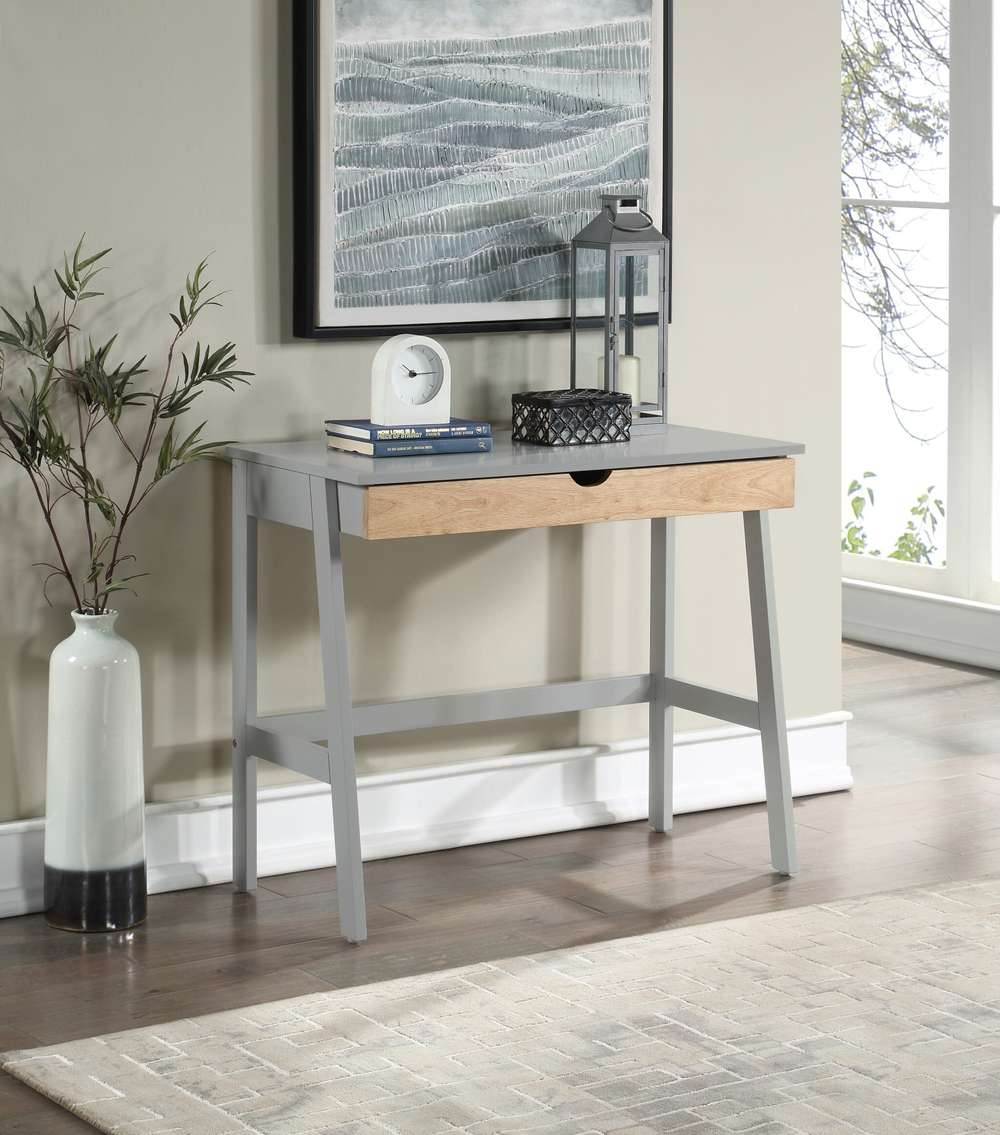 36" Gray and Natural Writing Desk - Minihomy