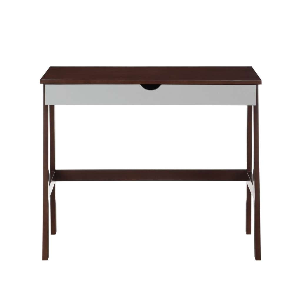 36" Brown and White Writing Desk - Minihomy