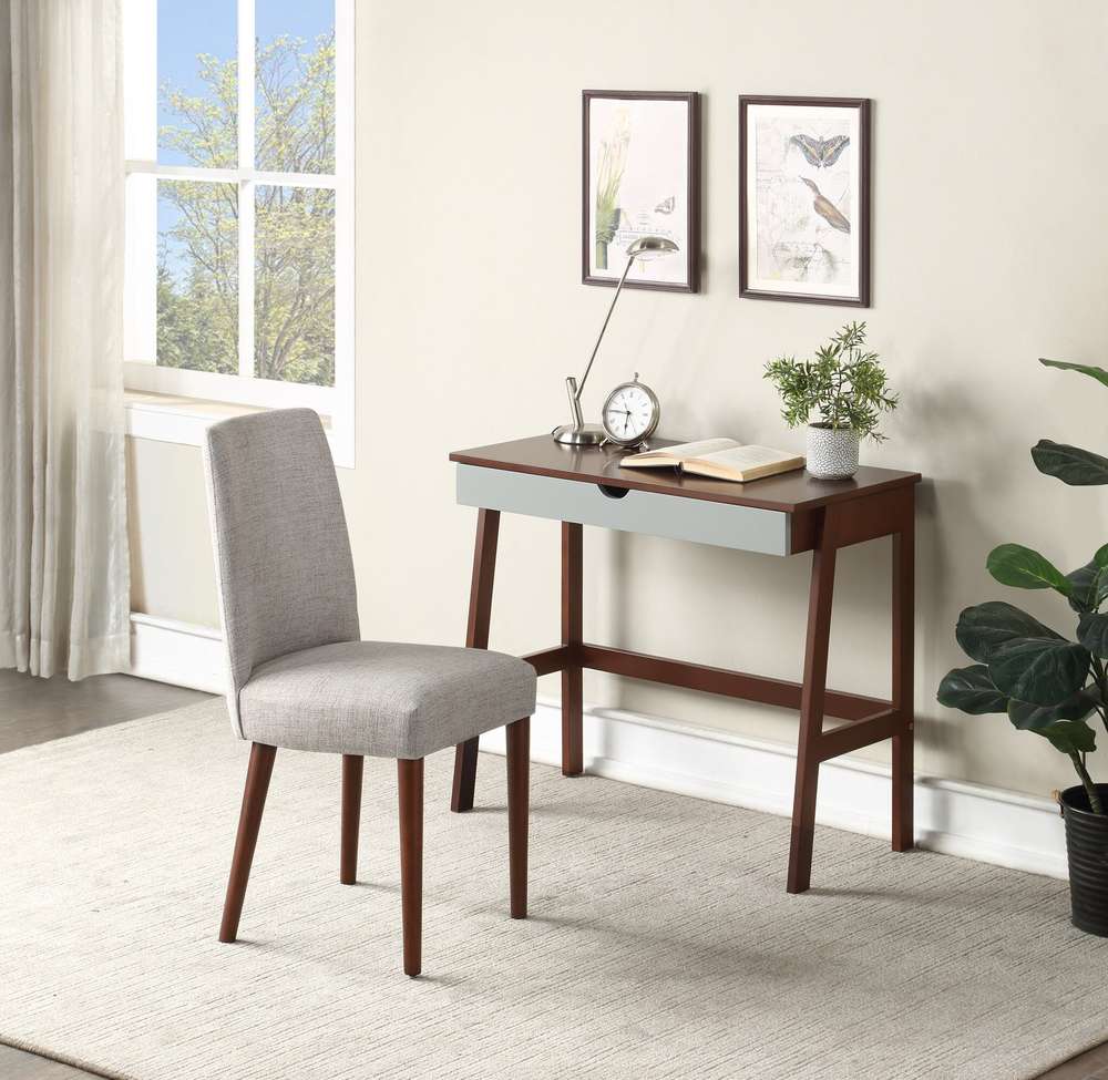 36" Brown and White Writing Desk - Minihomy