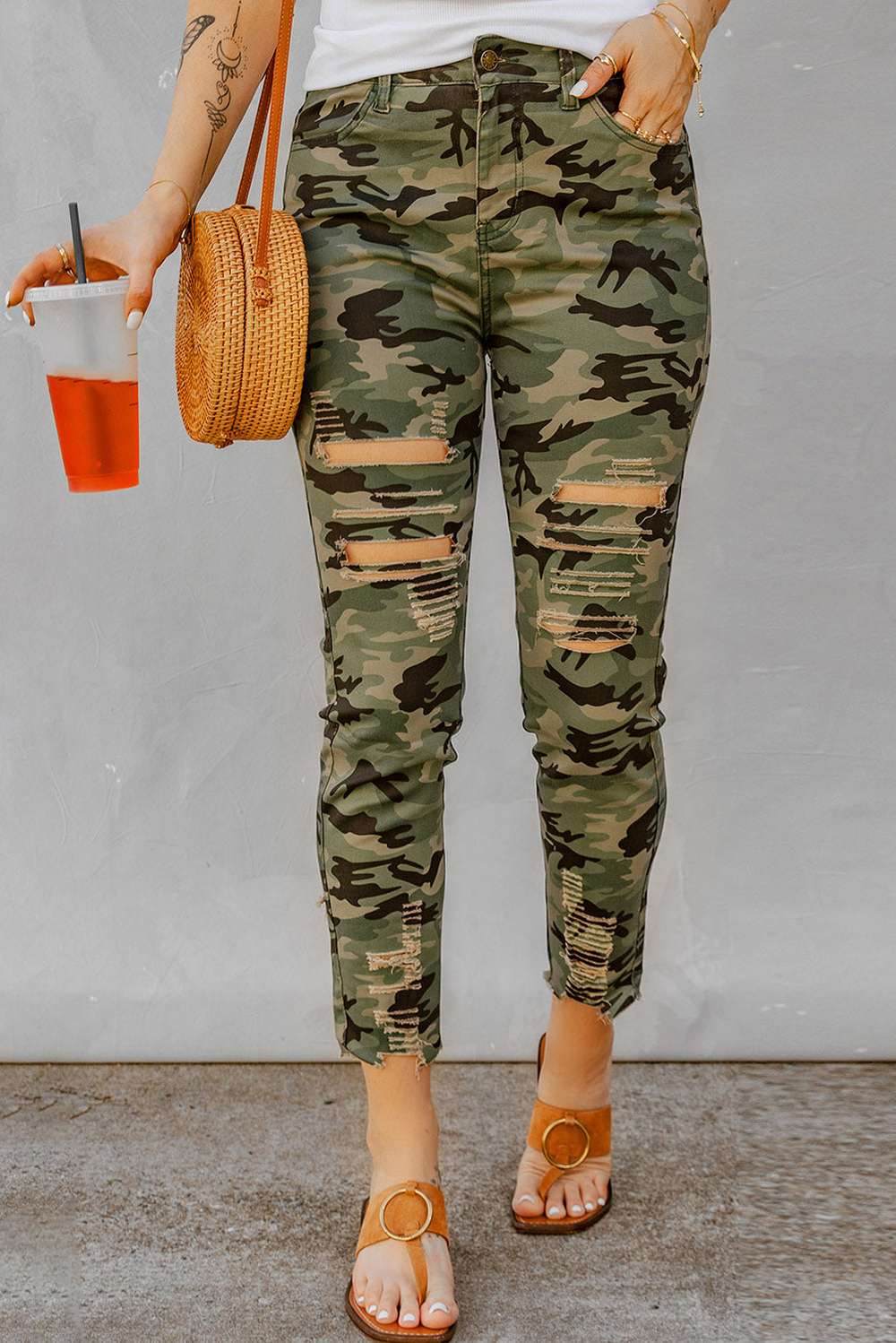 Distressed Camouflage Jeans - Minihomy
