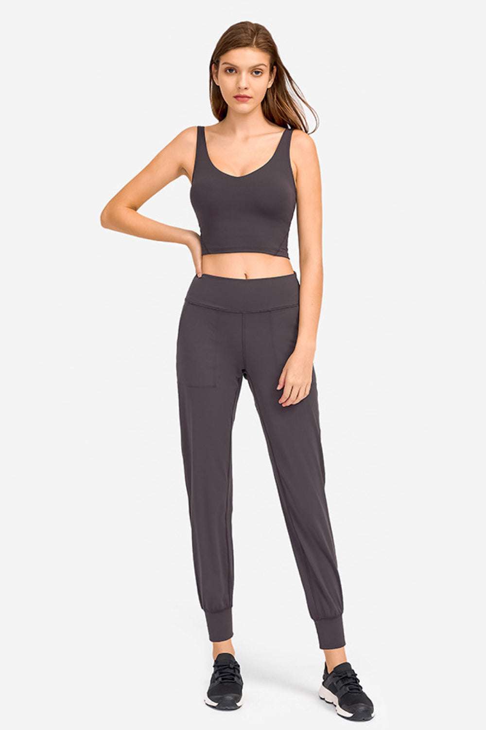 Deep V-Neck Crop Sports Bra - Minihomy