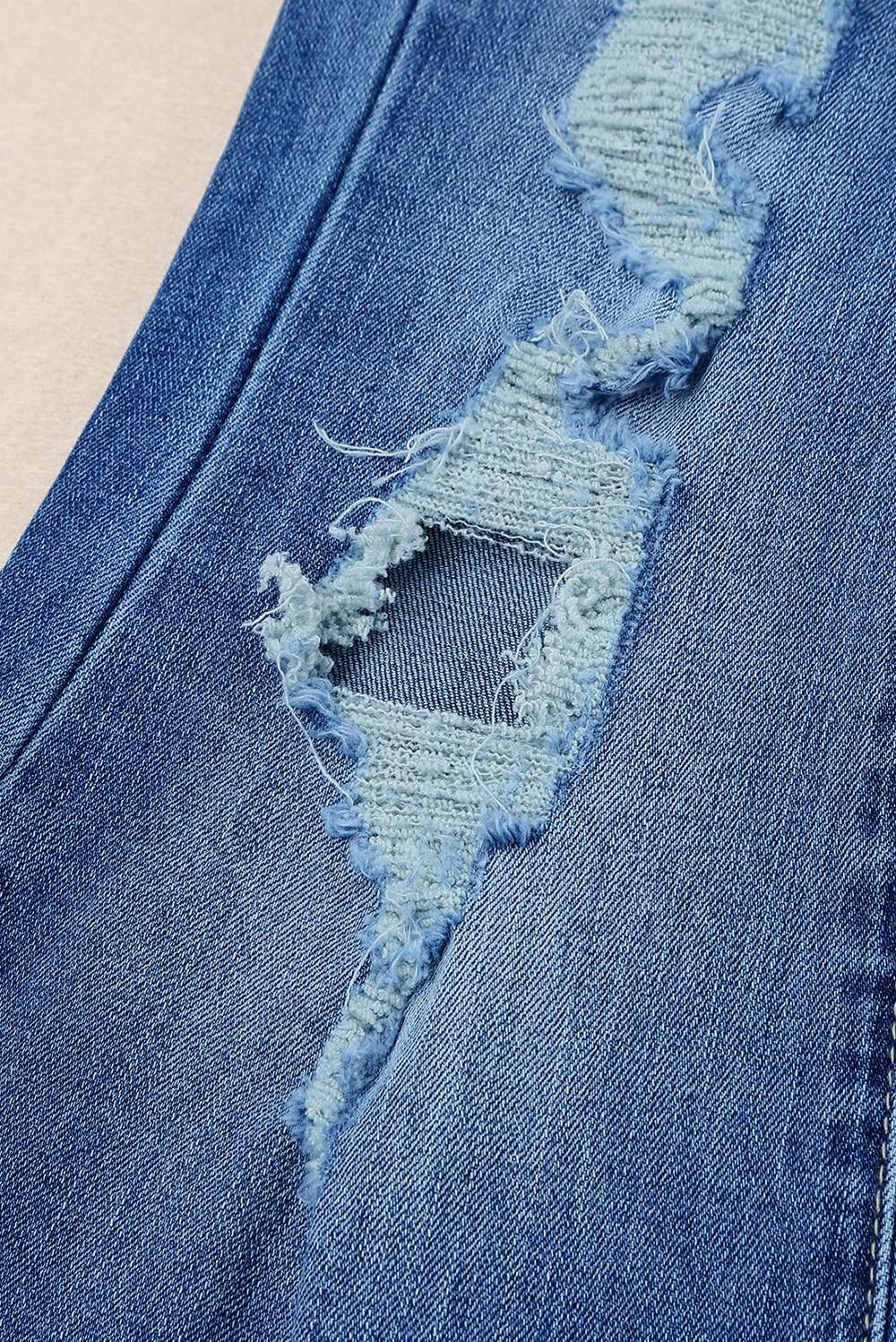 Distressed Frayed Hem Flare Jeans - Minihomy